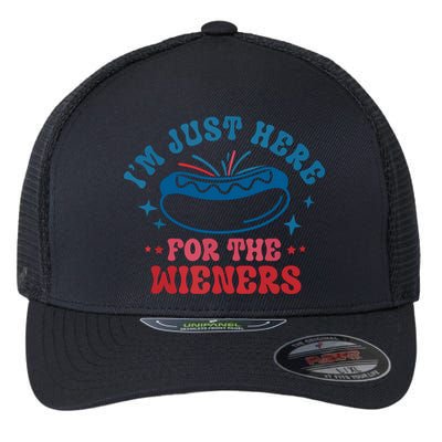 Im Just Here For The Wieners 4th Of July Hot Dogs Flexfit Unipanel Trucker Cap