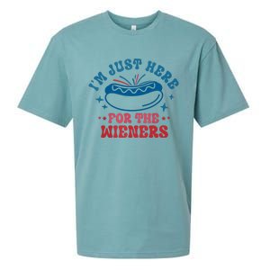 Im Just Here For The Wieners 4th Of July Hot Dogs Sueded Cloud Jersey T-Shirt