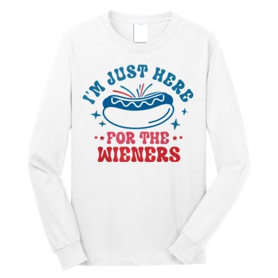 Im Just Here For The Wieners 4th Of July Hot Dogs Long Sleeve Shirt