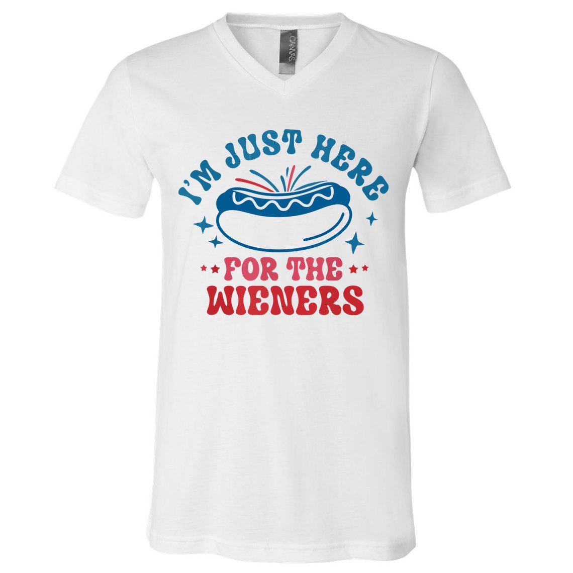 Im Just Here For The Wieners 4th Of July Hot Dogs V-Neck T-Shirt
