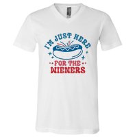 Im Just Here For The Wieners 4th Of July Hot Dogs V-Neck T-Shirt