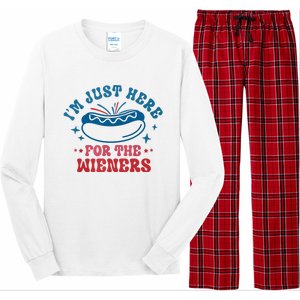 Im Just Here For The Wieners 4th Of July Hot Dogs Long Sleeve Pajama Set