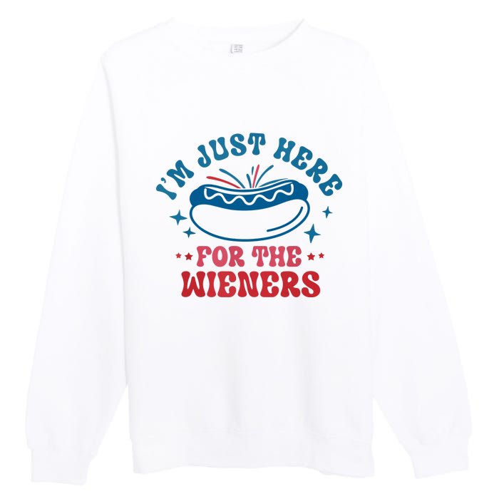 Im Just Here For The Wieners 4th Of July Hot Dogs Premium Crewneck Sweatshirt