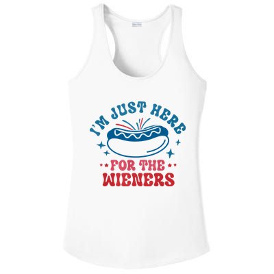 Im Just Here For The Wieners 4th Of July Hot Dogs Ladies PosiCharge Competitor Racerback Tank
