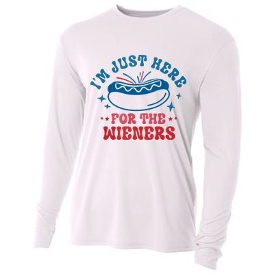Im Just Here For The Wieners 4th Of July Hot Dogs Cooling Performance Long Sleeve Crew