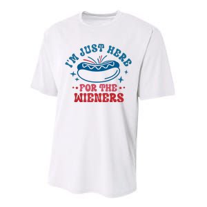 Im Just Here For The Wieners 4th Of July Hot Dogs Performance Sprint T-Shirt