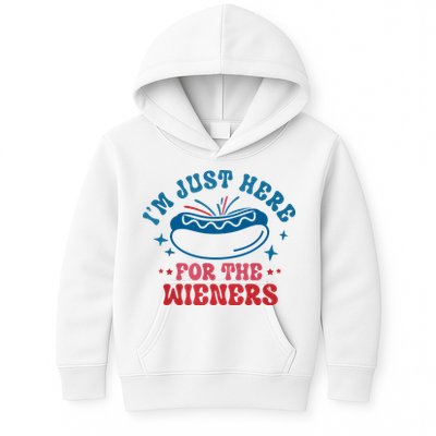 Im Just Here For The Wieners 4th Of July Hot Dogs Kids Hoodie