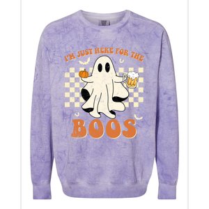 Im Just Here For The Boos Ghost Retro Groovy Halloween Gift Colorblast Crewneck Sweatshirt