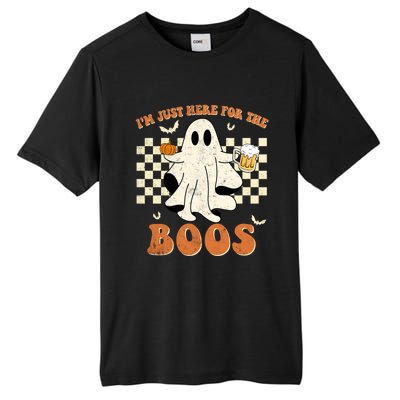 Im Just Here For The Boos Ghost Retro Groovy Halloween Gift Tall Fusion ChromaSoft Performance T-Shirt