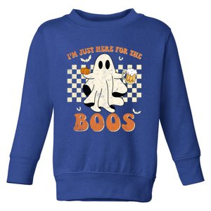 Im Just Here For The Boos Ghost Retro Groovy Halloween Gift Toddler Sweatshirt