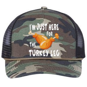 Im Just Here For The Turkey Leg & Food Thanksgiving Gift Retro Rope Trucker Hat Cap