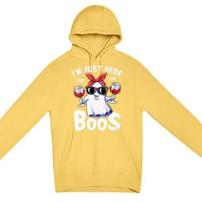 IM Just Here For The Boos Halloween Women Ghost Cute Funny Premium Pullover Hoodie