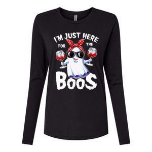 IM Just Here For The Boos Halloween Women Ghost Cute Funny Womens Cotton Relaxed Long Sleeve T-Shirt