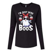 IM Just Here For The Boos Halloween Women Ghost Cute Funny Womens Cotton Relaxed Long Sleeve T-Shirt