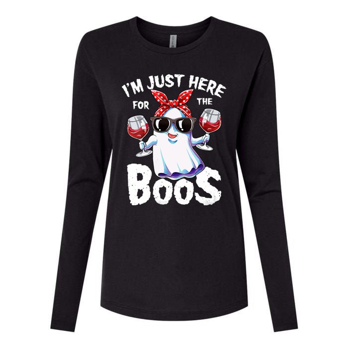 IM Just Here For The Boos Halloween Women Ghost Cute Funny Womens Cotton Relaxed Long Sleeve T-Shirt