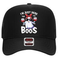 IM Just Here For The Boos Halloween Women Ghost Cute Funny High Crown Mesh Back Trucker Hat