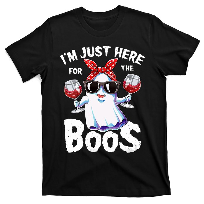 IM Just Here For The Boos Halloween Women Ghost Cute Funny T-Shirt