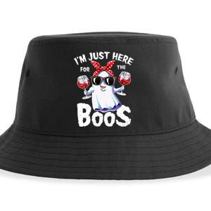 IM Just Here For The Boos Halloween Women Ghost Cute Funny Sustainable Bucket Hat