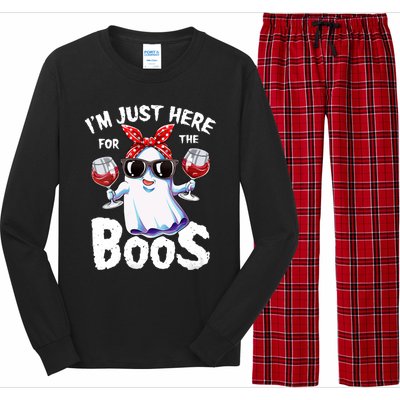 IM Just Here For The Boos Halloween Women Ghost Cute Funny Long Sleeve Pajama Set