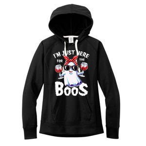 IM Just Here For The Boos Halloween Women Ghost Cute Funny Women's Fleece Hoodie