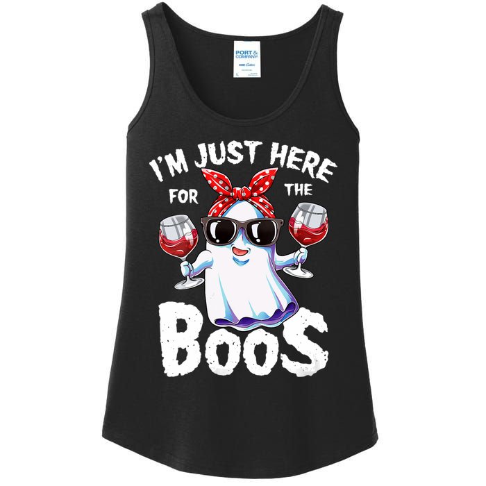 IM Just Here For The Boos Halloween Women Ghost Cute Funny Ladies Essential Tank