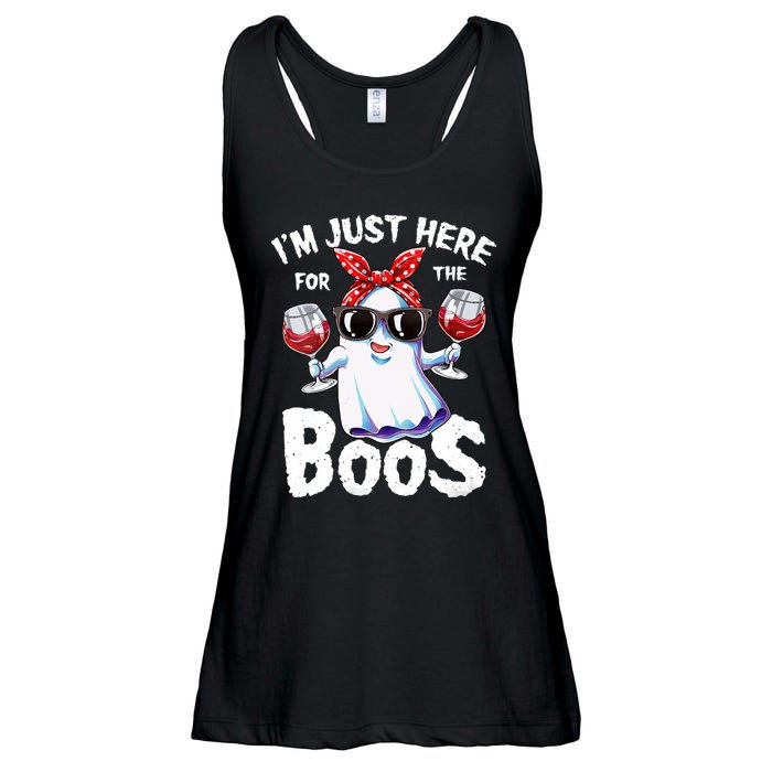 IM Just Here For The Boos Halloween Women Ghost Cute Funny Ladies Essential Flowy Tank