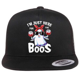 IM Just Here For The Boos Halloween Women Ghost Cute Funny Flat Bill Trucker Hat