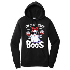 IM Just Here For The Boos Halloween Women Ghost Cute Funny Women's Pullover Hoodie