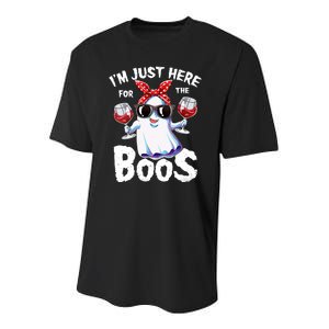 IM Just Here For The Boos Halloween Women Ghost Cute Funny Youth Performance Sprint T-Shirt