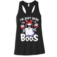 IM Just Here For The Boos Halloween Women Ghost Cute Funny Women's Racerback Tank