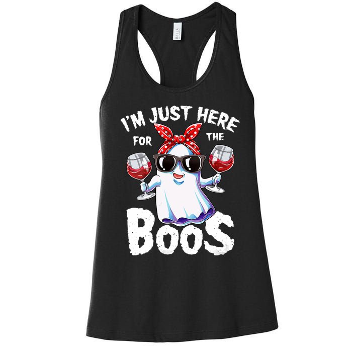 IM Just Here For The Boos Halloween Women Ghost Cute Funny Women's Racerback Tank