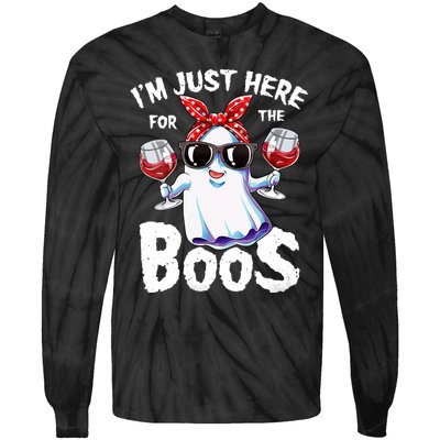 IM Just Here For The Boos Halloween Women Ghost Cute Funny Tie-Dye Long Sleeve Shirt