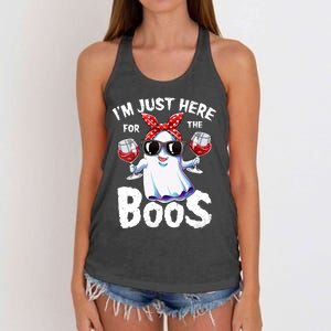 IM Just Here For The Boos Halloween Women Ghost Cute Funny Women's Knotted Racerback Tank