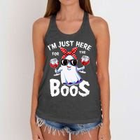 IM Just Here For The Boos Halloween Women Ghost Cute Funny Women's Knotted Racerback Tank