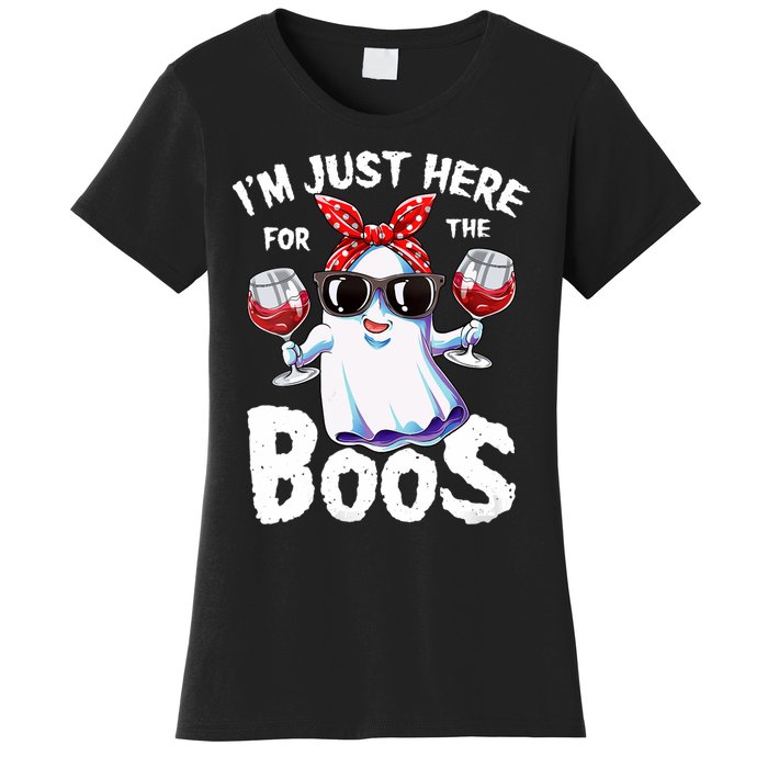 IM Just Here For The Boos Halloween Women Ghost Cute Funny Women's T-Shirt