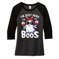 IM Just Here For The Boos Halloween Women Ghost Cute Funny Women's Tri-Blend 3/4-Sleeve Raglan Shirt