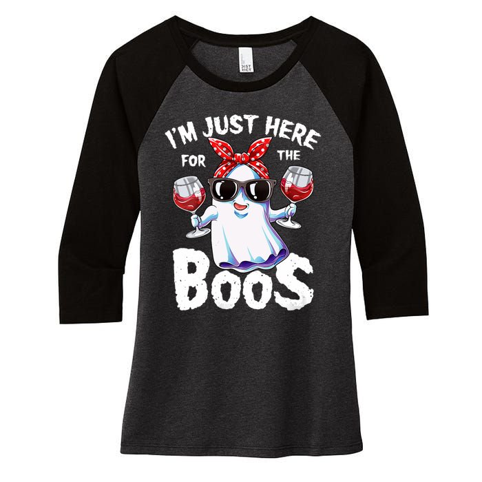 IM Just Here For The Boos Halloween Women Ghost Cute Funny Women's Tri-Blend 3/4-Sleeve Raglan Shirt