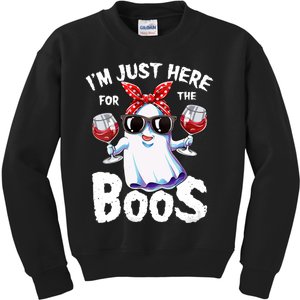 IM Just Here For The Boos Halloween Women Ghost Cute Funny Kids Sweatshirt