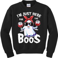 IM Just Here For The Boos Halloween Women Ghost Cute Funny Kids Sweatshirt