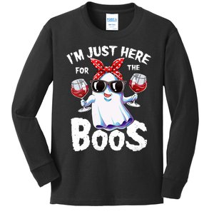 IM Just Here For The Boos Halloween Women Ghost Cute Funny Kids Long Sleeve Shirt