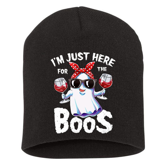 IM Just Here For The Boos Halloween Women Ghost Cute Funny Short Acrylic Beanie