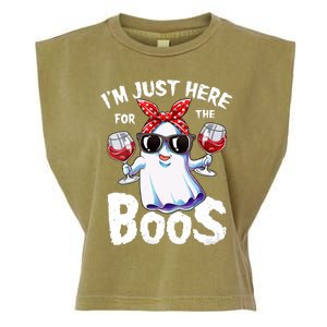 IM Just Here For The Boos Halloween Women Ghost Cute Funny Garment-Dyed Women's Muscle Tee