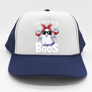 IM Just Here For The Boos Halloween Women Ghost Cute Funny Trucker Hat