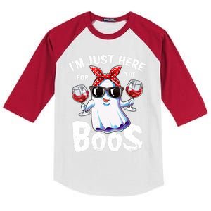 IM Just Here For The Boos Halloween Women Ghost Cute Funny Kids Colorblock Raglan Jersey