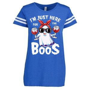 IM Just Here For The Boos Halloween Women Ghost Cute Funny Enza Ladies Jersey Football T-Shirt