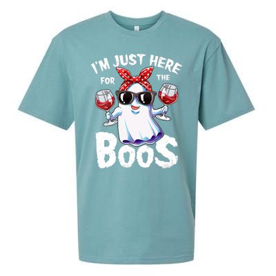 IM Just Here For The Boos Halloween Women Ghost Cute Funny Sueded Cloud Jersey T-Shirt