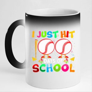 I Just Hit 100 Days Of School Baseball 100th Day Gift 11oz Black Color Changing Mug