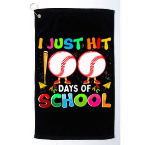 I Just Hit 100 Days Of School Baseball 100th Day Gift Platinum Collection Golf Towel