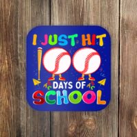 I Just Hit 100 Days Of School Baseball 100th Day Gift Coaster