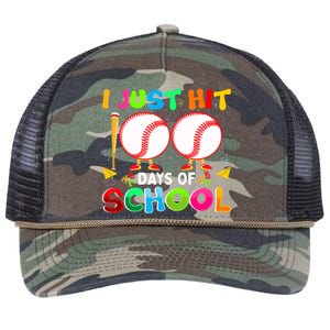 I Just Hit 100 Days Of School Baseball 100th Day Gift Retro Rope Trucker Hat Cap